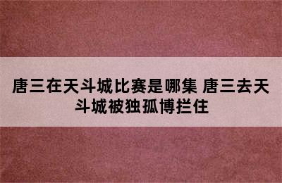 唐三在天斗城比赛是哪集 唐三去天斗城被独孤博拦住